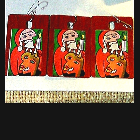 NEW Pablo Picasso Handcrafted 3-Piece Christmas Ornament Set! *Santa & Rudolph* - Picture 6 of 6